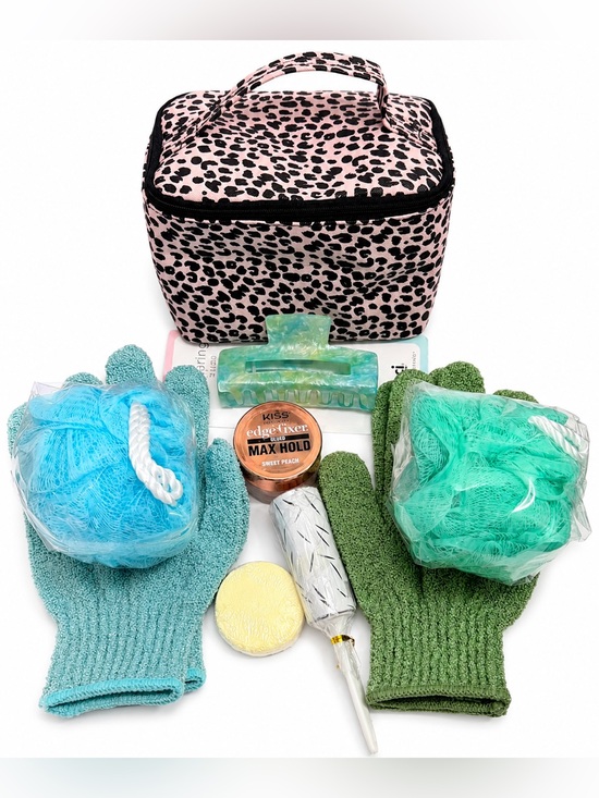 Hand Crafted Other - Leopard Spa Reset Bundle Travel Beauty Case Self Care Set NWOT